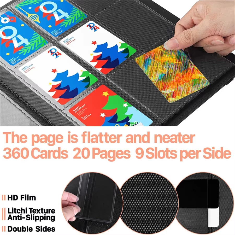 Trading Card Binder 9 Pocket Pages,20 Sheets 360 Game Card Book Binders for Soccer Basketball Cards,Sports & Game Cards