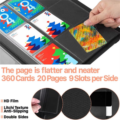 Trading Card Binder 9 Pocket Pages,20 Sheets 360 Game Card Book Binders for Soccer Basketball Cards,Sports & Game Cards